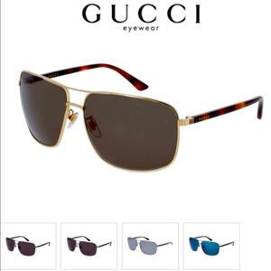 GUCCI UNISEX NEW never worn gold Havana green aviator sunglasses GG0065SK